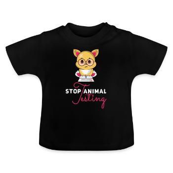 Stop Animal Testing Stops Animal Trials Gift - Baby Organic T-Shirt with Round Neck - black - Front