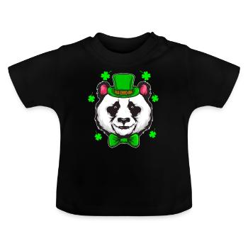 St Patricks Day Panda Trèfle Irlande cadeau - T-shirt bio col rond Bébé - noir - Devant