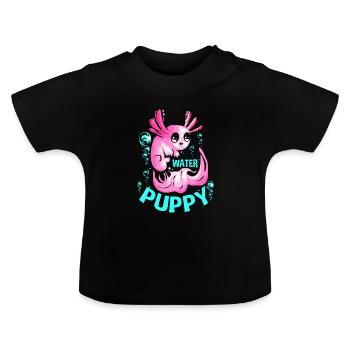 Axolotl Reptile Salamandre Aquarium Kawaii Lurch - T-shirt bio col rond Bébé - noir - Devant