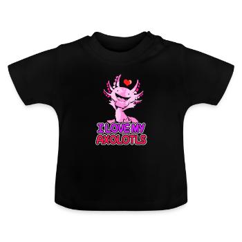 Axolotl Reptile Salamandre Aquarium Kawaii Lurch - T-shirt bio col rond Bébé - noir - Devant