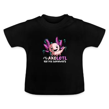 Axolotl Reptile Salamandre Aquarium Kawaii Lurch - T-shirt bio col rond Bébé - noir - Devant