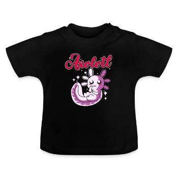 Axolotl Reptile Salamandre Aquarium Kawaii Lurch - T-shirt bio col rond Bébé - noir - Devant