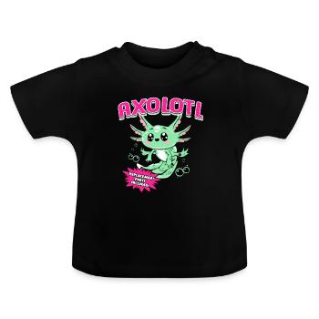 Axolotl Reptile Salamandre Aquarium Kawaii Lurch - T-shirt bio col rond Bébé - noir - Devant