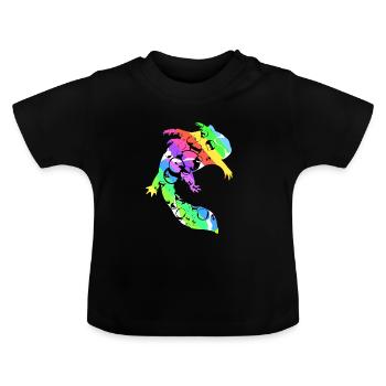 Axolotl Reptile Salamandre Aquarium Kawaii Lurch - T-shirt bio col rond Bébé - noir - Devant