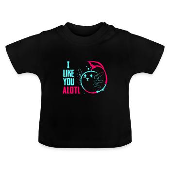 Axolotl Reptile Salamandre Aquarium Kawaii Lurch - T-shirt bio col rond Bébé - noir - Devant