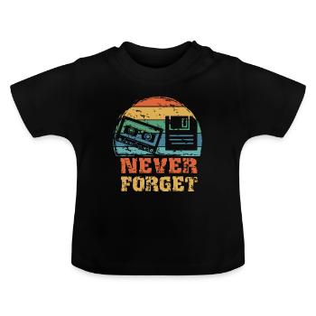 Retro Vintage Kassette Diskette - Baby Bio-T-Shirt mit Rundhals - Schwarz - Vorne