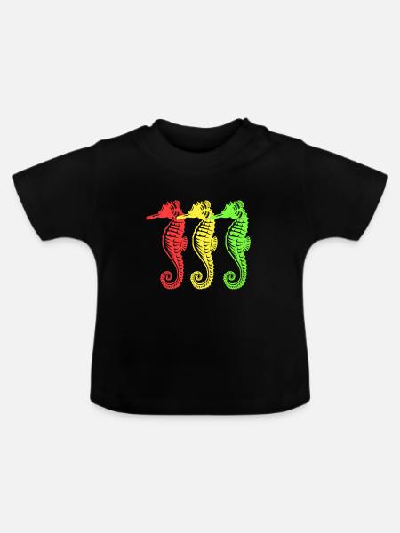 Seepferd - Baby Bio-T-Shirt mit Rundhals - Schwarz