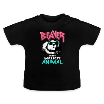Beaver - Baby Organic T-Shirt with Round Neck - black - Front