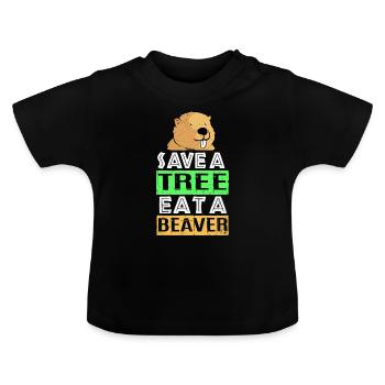 Beaver - Baby Organic T-Shirt with Round Neck - black - Front