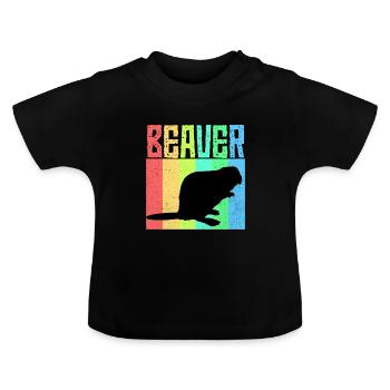 Beaver - Baby Organic T-Shirt with Round Neck - black - Front