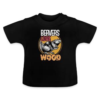Beaver - Baby Organic T-Shirt with Round Neck - black - Front