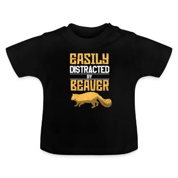 Beaver - Baby Organic T-Shirt with Round Neck - black - Front
