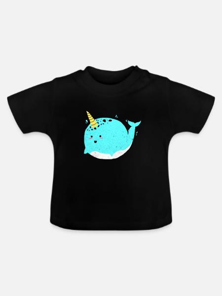 Narwal - Baby Bio-T-Shirt mit Rundhals - Schwarz