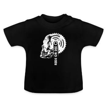 Ride or the skull sprocket pedals bicycle MTB - Baby Organic T-Shirt with Round Neck - black - Front