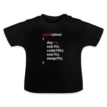 Les programmeurs mangent du code PHP drôle - T-shirt bio col rond Bébé - noir - Devant