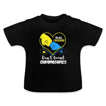 Down Syndrom - Baby Bio-T-Shirt mit Rundhals - Schwarz - Vorne