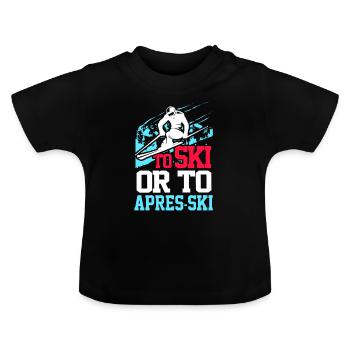 Ski Skiing Skier Sport Winter Gift Lift - Baby Organic T-Shirt with Round Neck - black - Front