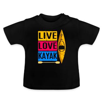Canoe canoeing kayak kayaker white water rudder - Baby Organic T-Shirt with Round Neck - black - Front