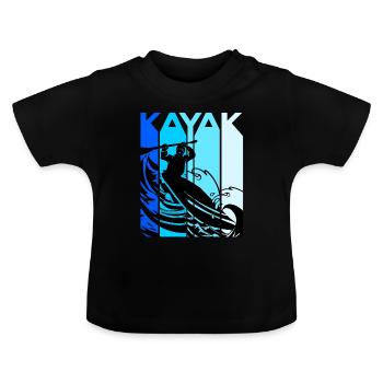 Canoe canoeing kayak kayaker white water rudder - Baby Organic T-Shirt with Round Neck - black - Front