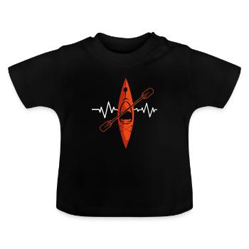 Canoe canoeing kayak kayaker white water rudder - Baby Organic T-Shirt with Round Neck - black - Front