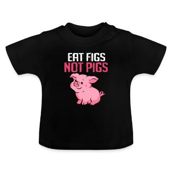 Porc sau cochon porcelet porcelet porcelet Ebene - T-shirt bio col rond Bébé - noir - Devant
