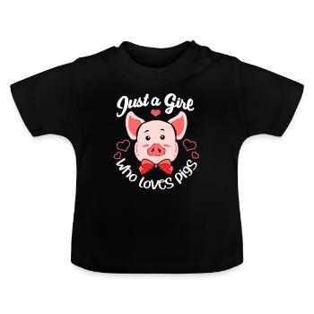 Schwein Sau Schweinchen Minischwein Ferkel Eber - Baby Bio-T-Shirt mit Rundhals - Schwarz - Vorne