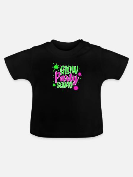 Glow Party Squad - Baby Bio-T-Shirt mit Rundhals - Schwarz