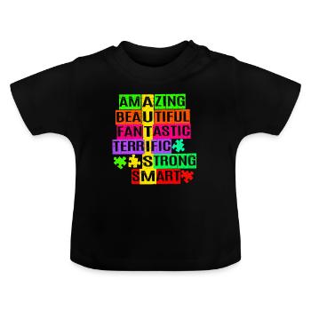 Autisme - T-shirt bio col rond Bébé - noir - Devant