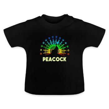Peacock - Baby Organic T-Shirt with Round Neck - black - Front