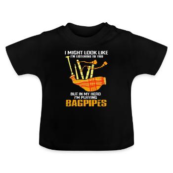Dudelsack - Baby Bio-T-Shirt mit Rundhals - Schwarz - Vorne