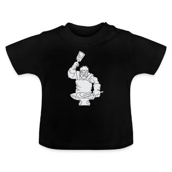 Schmied mit Amboss, Hammer und Zange - Baby Bio-T-Shirt mit Rundhals - Schwarz - Vorne