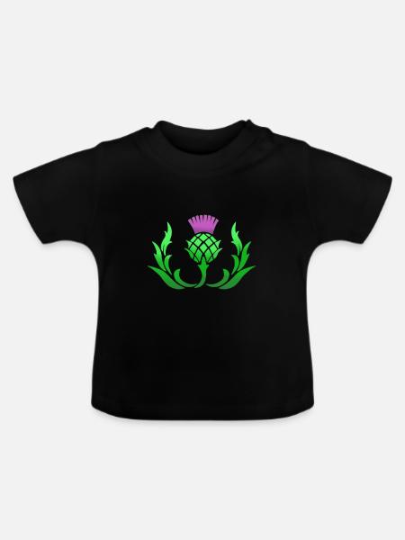 Chardon écosse fleur nationale - T-shirt bio col rond Bébé - noir