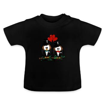 Homo Hochzeit Schwule Verliebte werden ein Paar - Baby Bio-T-Shirt mit Rundhals - Schwarz - Vorne