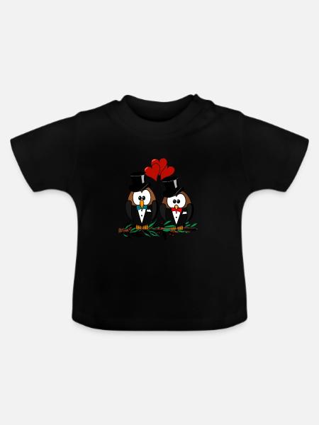 Homo Hochzeit Schwule Verliebte werden ein Paar - Baby Bio-T-Shirt mit Rundhals - Schwarz