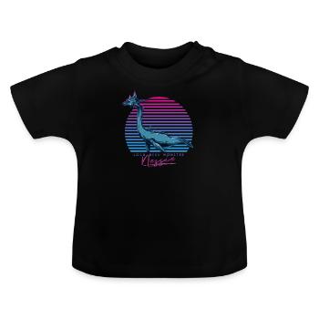 Vintage Retro Neon 80s Loch Ness Monster Nessie - Baby Organic T-Shirt with Round Neck - black - Front