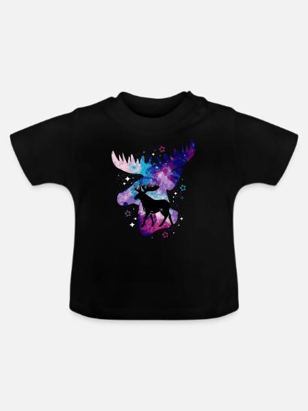 Elch - Baby Bio-T-Shirt mit Rundhals - Schwarz