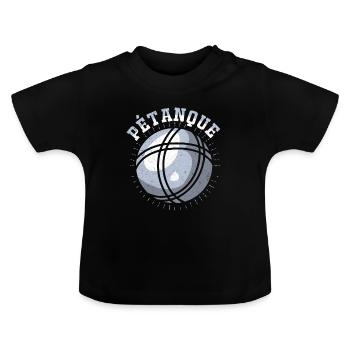 Pétanque - T-shirt bio col rond Bébé - noir - Devant