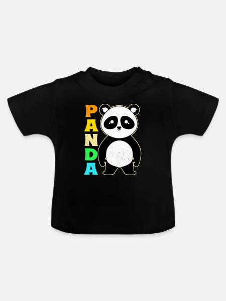Panda - Baby Bio-T-Shirt mit Rundhals - Schwarz