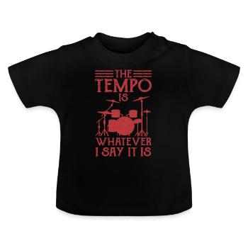 Le batteur détermine le cadeau du batteur Tempo - T-shirt bio col rond Bébé - noir - Devant