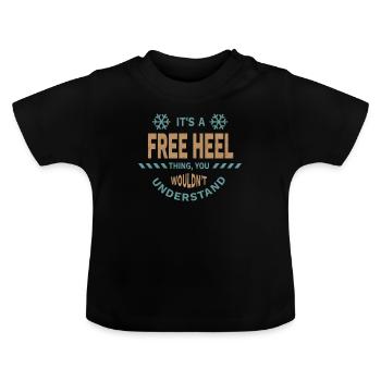 Télémark Ski Talon Gratuit Rétro - T-shirt bio col rond Bébé - noir - Devant