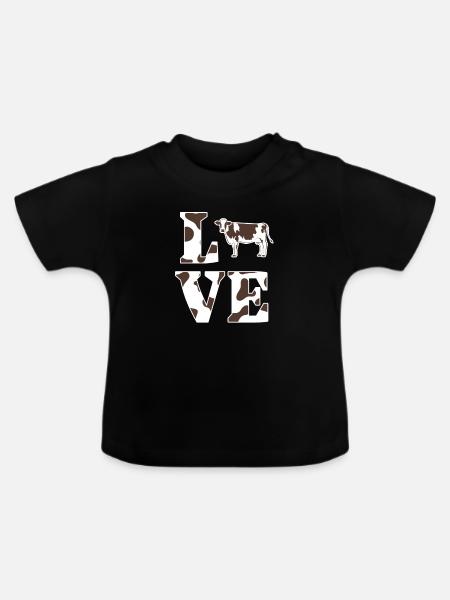 Kuh - Baby Bio-T-Shirt mit Rundhals - Schwarz