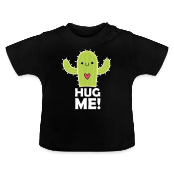 Hug me ! Kaktus / Cactus - Baby Bio-T-Shirt mit Rundhals - Schwarz - Vorne