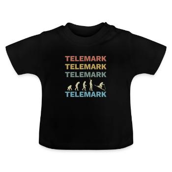 Télémark Ski Talon Gratuit Rétro - T-shirt bio col rond Bébé - noir - Devant
