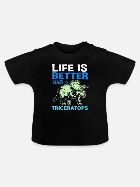 Triceratops - Baby Bio-T-Shirt mit Rundhals - Schwarz