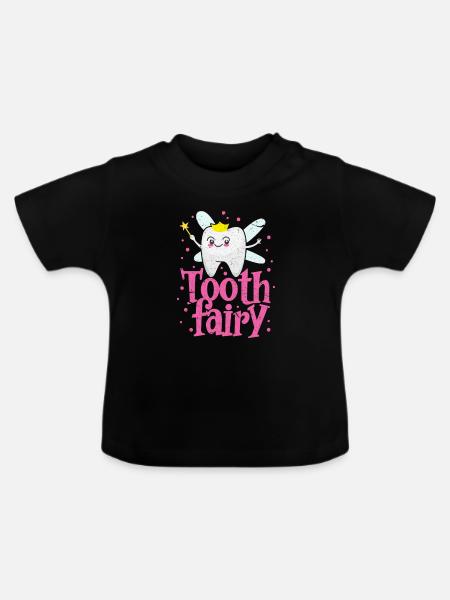 Zahn Fee - Baby Bio-T-Shirt mit Rundhals - Schwarz