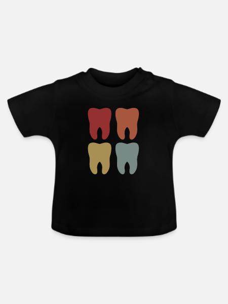 Zähne Retro - Baby Bio-T-Shirt mit Rundhals - Schwarz