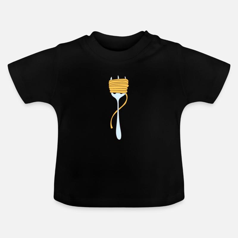 Pâtes - Spaghetti enroulé sur fourrelle - T-shirt bio col rond Bébé - noir