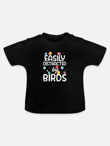 Vögel - Baby Bio-T-Shirt mit Rundhals - Schwarz