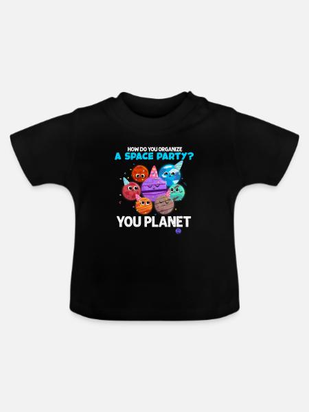 Planeten - Baby Bio-T-Shirt mit Rundhals - Schwarz