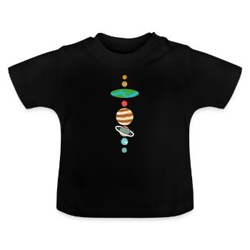 Flat Earth Solar System Flat Earth - Baby Organic T-Shirt with Round Neck - black - Front